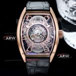 Replica Franck Muller Curvex CX Skeleton Rose Gold Case Leather Strap Watch